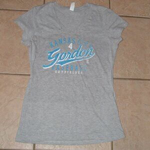 NEW Womens Sz Jr Large Gray KANSAS CITY ROYALS Baseball #4 ALEX GORDON Shirt